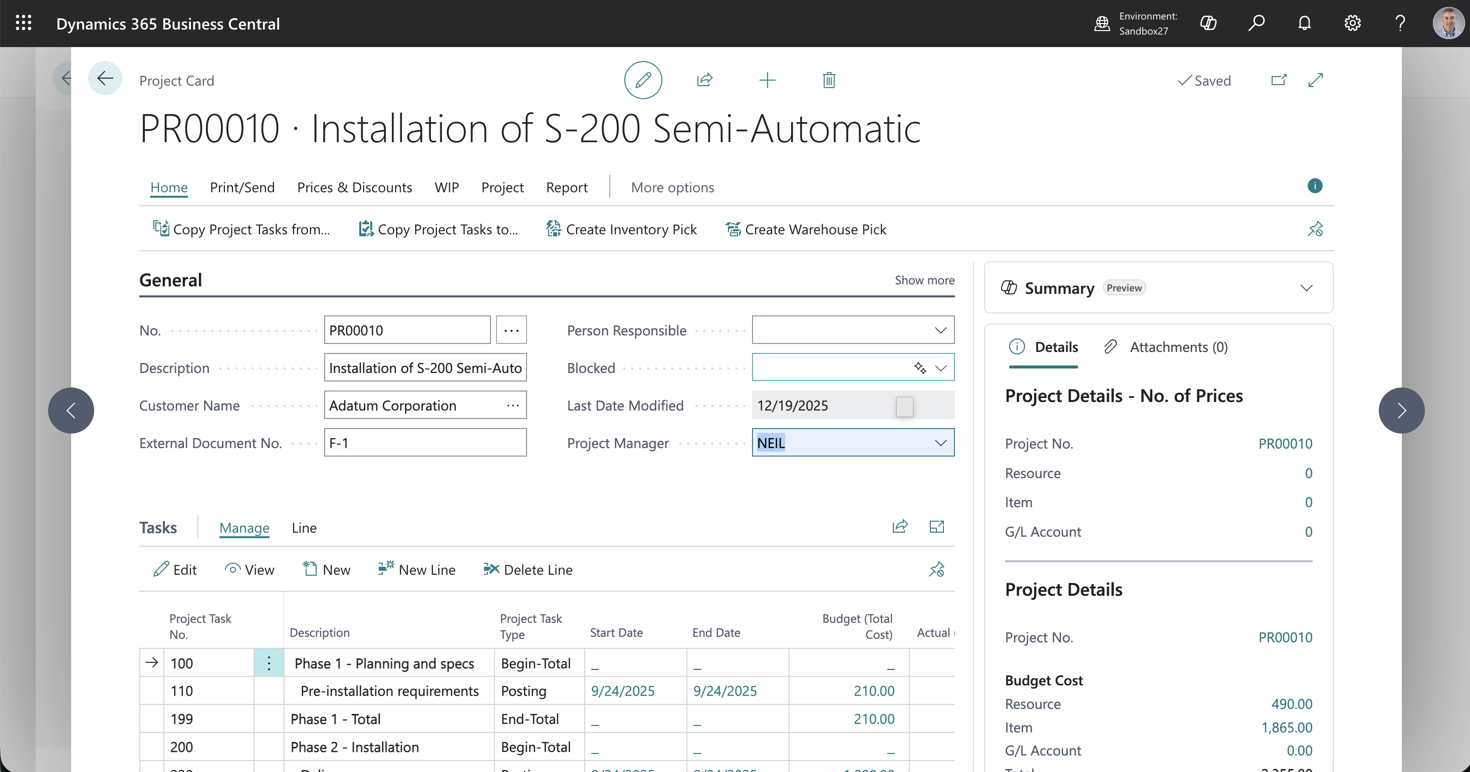 I updated the Project Manager